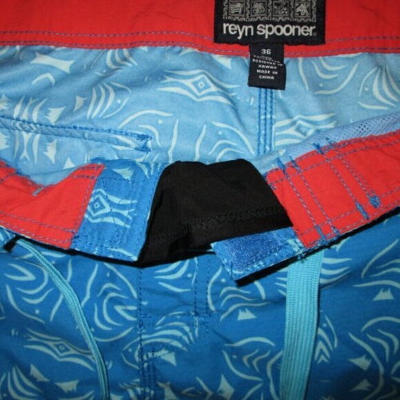 New REYN SPOONER Board Size 36 SHORTS Swim Trunks POCKETS Drawstring FLY Fish - Picture 5 of 12